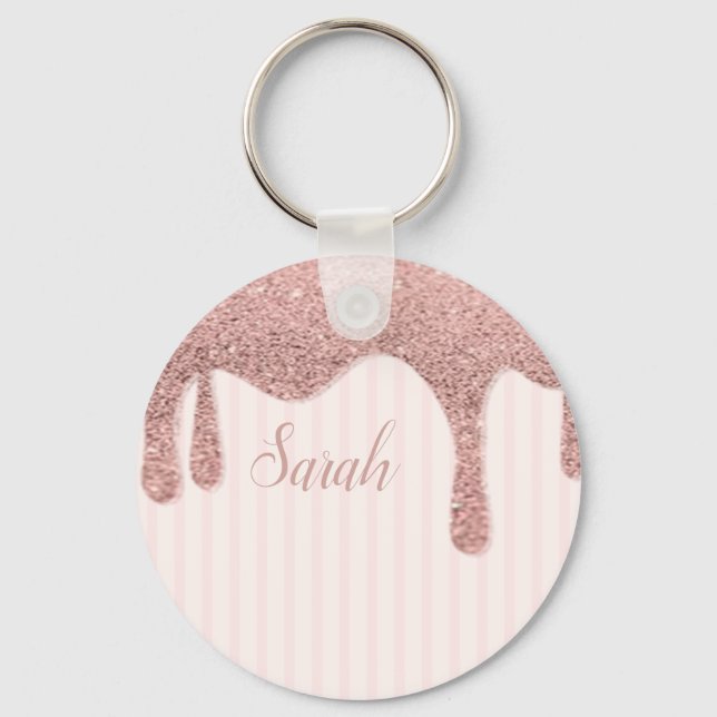 Cool Trendy Pink Glitter   Key Ring (Front)