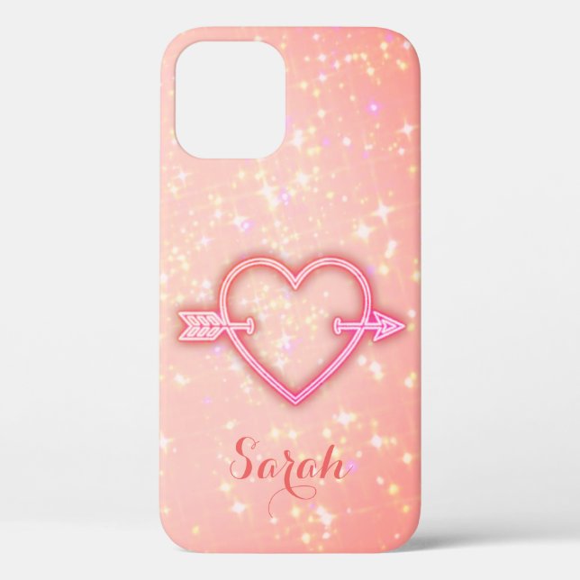 Cool Trendy Pink Heart Case-Mate iPhone Case (Back)