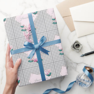 Cool Trendy Pink Heart Flower Wrapping Paper