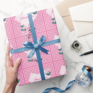 Cool Trendy Pink Heart Flower Wrapping Paper