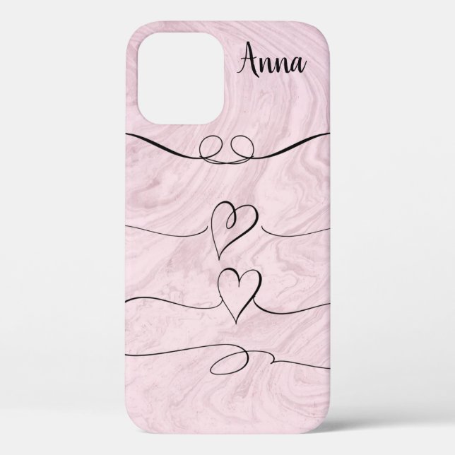 Cool Trendy Pink Heart Love Case-Mate iPhone Case (Back)