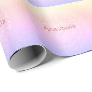Cool Trendy Pink Sparkly whit your name  Wrapping  Paper