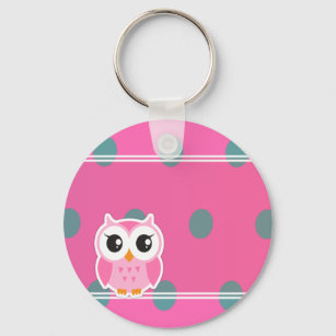 Cool Trendy Polka Dots With Cute Owl Key Ring