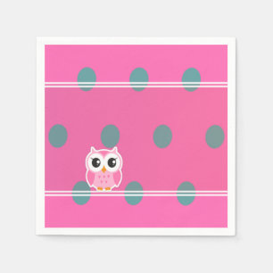 Cool Trendy Polka Dots With Cute Owl Napkin
