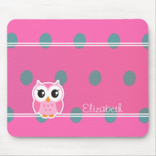Cool Trendy Polka Dots With Cute Owl-Personalised Mouse Pad