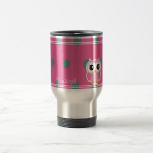 Cool Trendy Polka Dots With Cute Owl-Personalised Travel Mug