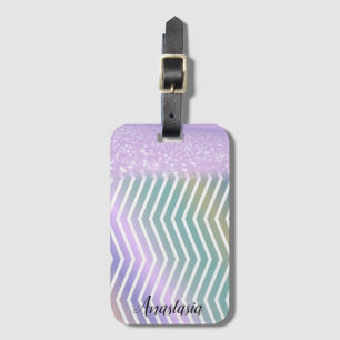 Cool Trendy Purple Glitter Luggage Tag