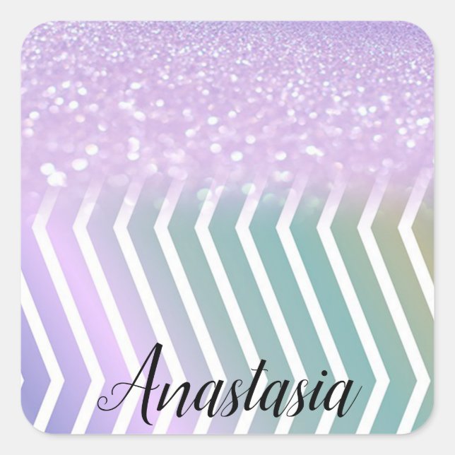 Cool Trendy Purple Glitter  Square Sticker (Front)