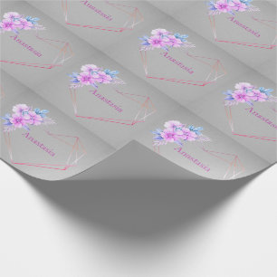 Cool Trendy Purple Heart Flower Wrapping Paper
