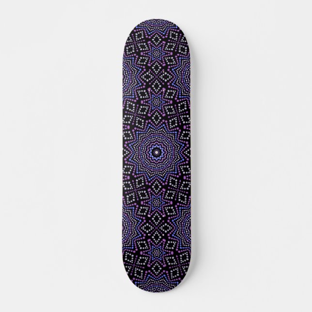 Cool & Trendy Purple White Blue Dot Art Skateboard (Front)