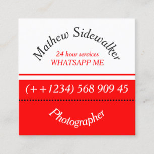 Cool Trendy Red and White Cubic Square Business Card