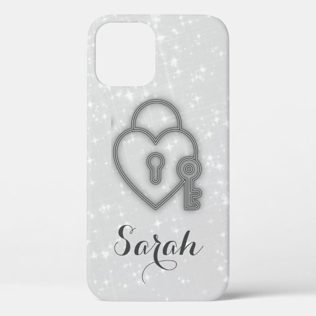 Cool Trendy Silver Heart Case-Mate iPhone Case (Back)