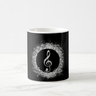 Cool trendy sparkles glitter dust  treble clef coffee mug