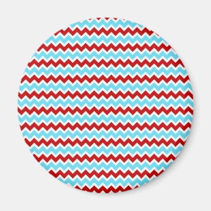 Cool Trendy Teal Turquoise Red Chevron Zigzags Magnet