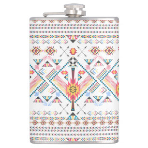 Cool trendy tribal ethnic geometric pattern hip flask