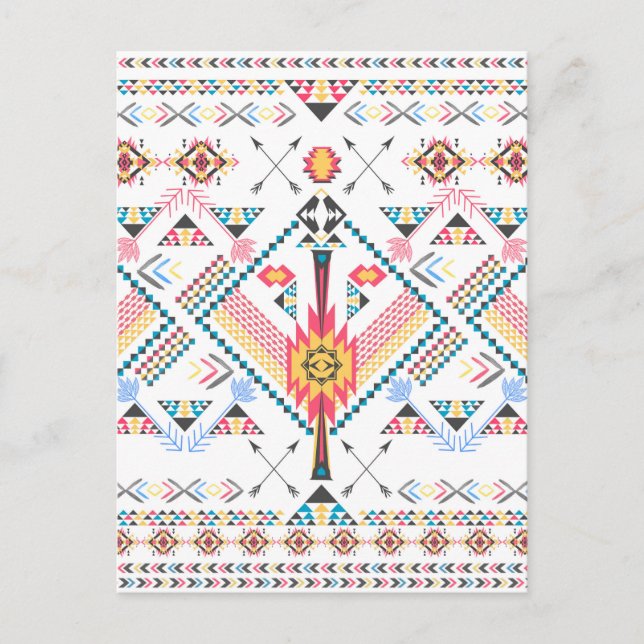 Cool trendy tribal ethnic geometric pattern postcard (Front)