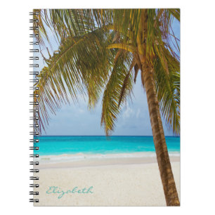 Cool Trendy Tropical Beach ,Palm-Personalised Notebook