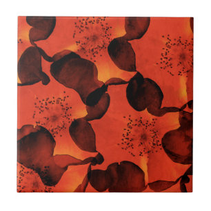 Cool, trendy, unique digital art of flower pattern ceramic tile