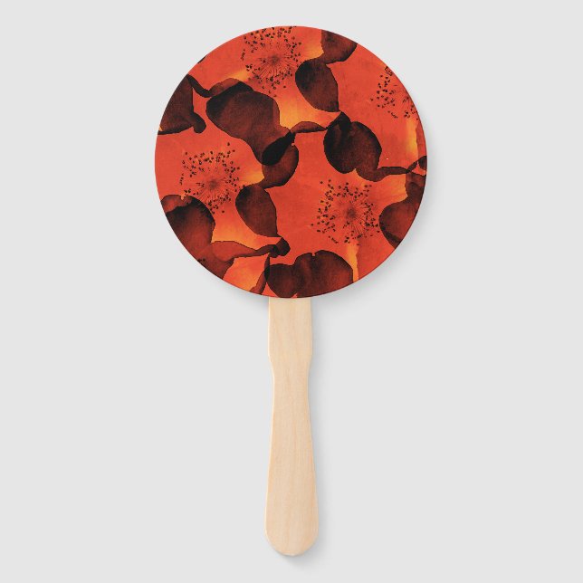 Cool, trendy, unique digital art of flower pattern hand fan (Front)