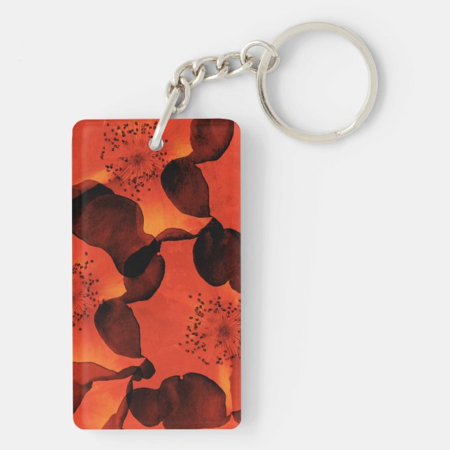 Cool, trendy, unique digital art of flower pattern key ring (Back)