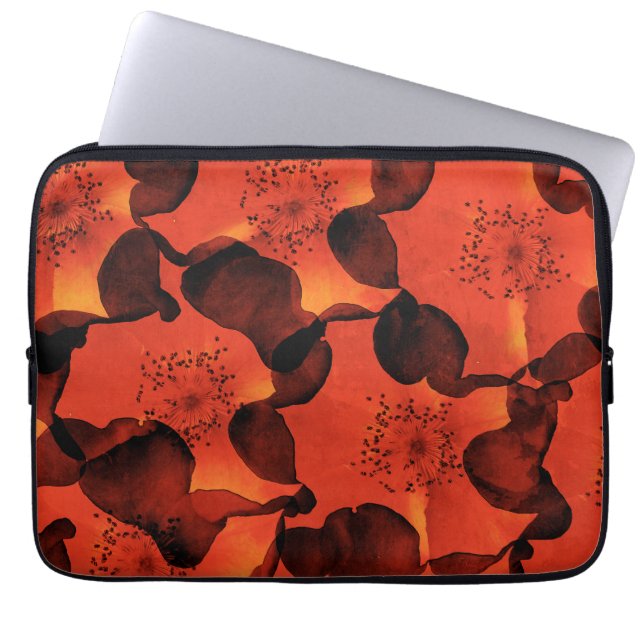 Cool, trendy, unique digital art of flower pattern laptop sleeve (Front)