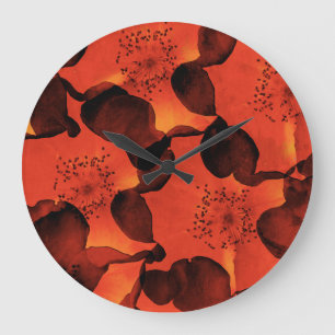 Cool, trendy, unique digital art of flower pattern large clock