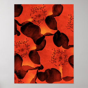 Cool, trendy, unique digital art of flower pattern poster