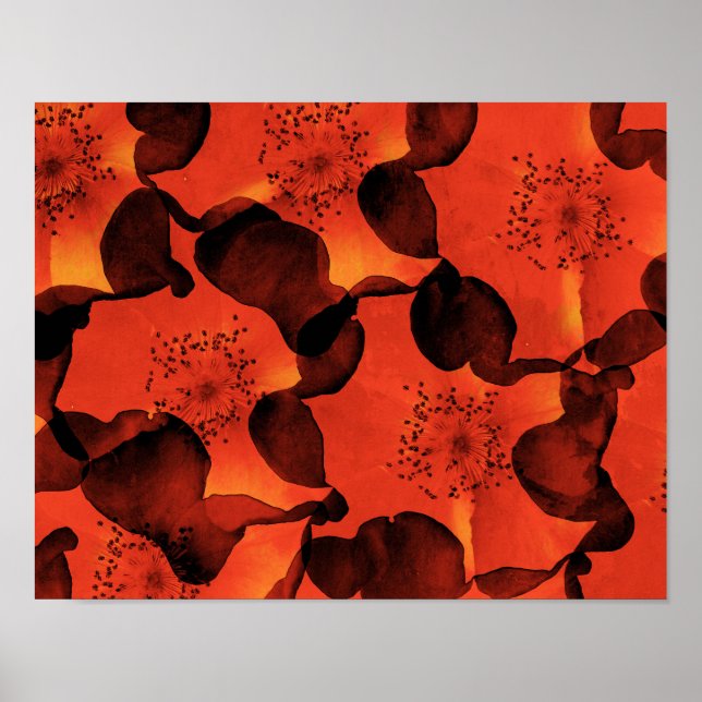 Cool, trendy, unique digital art of flower pattern poster (Front)