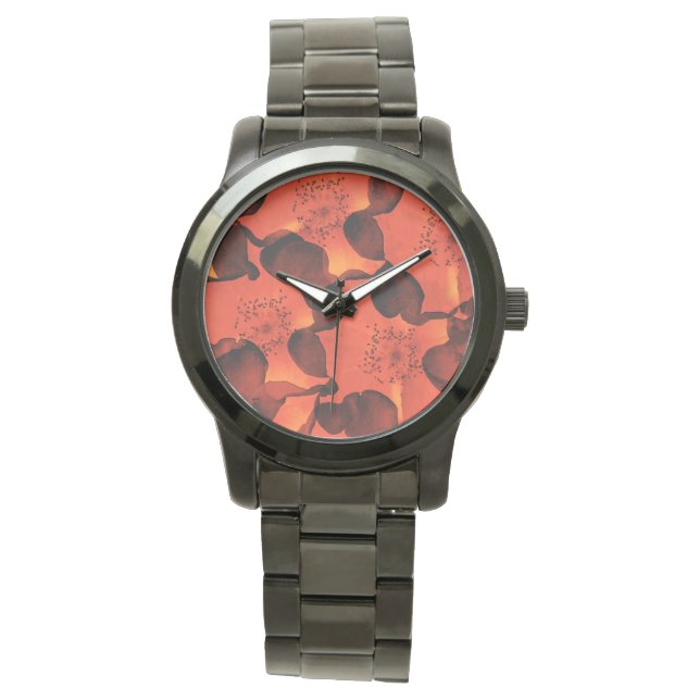 Cool, trendy, unique digital art of flower pattern watch (Front)