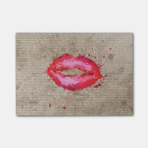 Cool trendy vintage watercolours lips splatters post-it notes