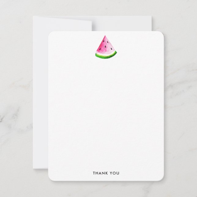 Cool Trendy Watercolor Watermelon Thank You Card (Front)