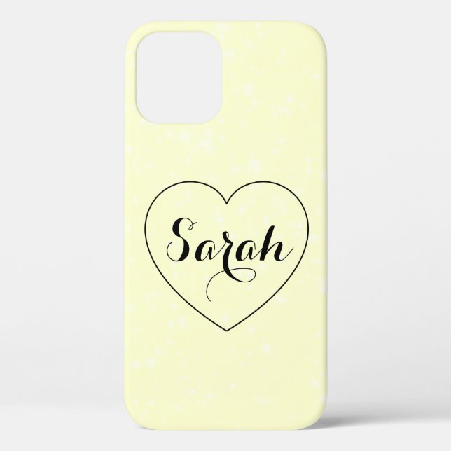 Cool Trendy Yellow, Heart Case-Mate iPhone Case (Back)