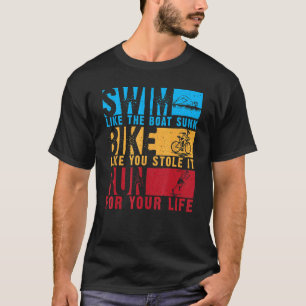 Cool Triathlon For Men Women Swim Bike Run Race T-Shirt