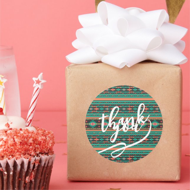 Cool tribal ethnic geometric pattern classic round sticker (Party)