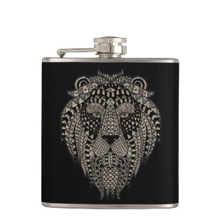 Cool Tribal Metallic Lion Head Hip Flask