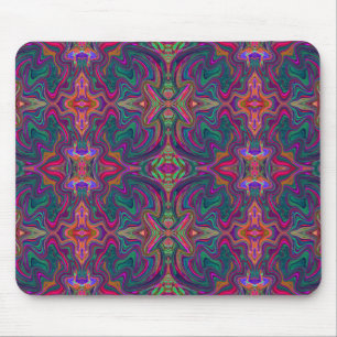 Cool Trippy Green, Orange and Purple Wavy Pattern Mouse Pad