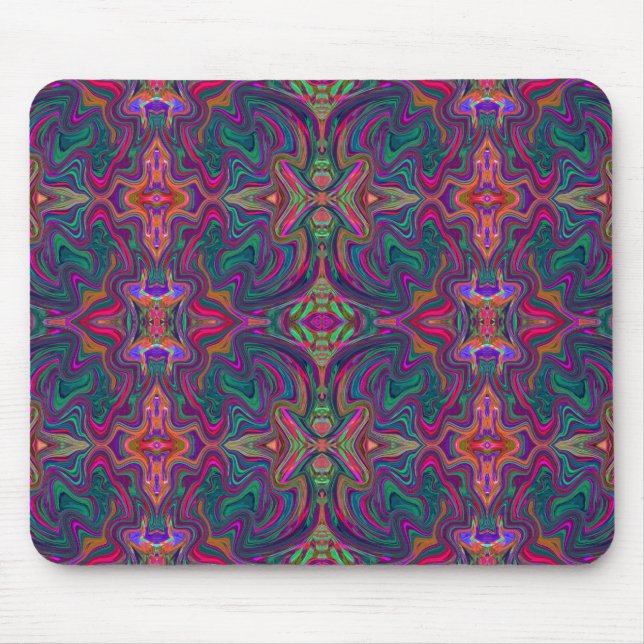 Cool Trippy Green, Orange and Purple Wavy Pattern Mouse Pad (Front)