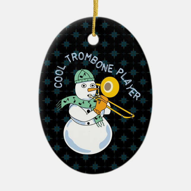 Cool Trombone Player Ceramic Ornament (Front)