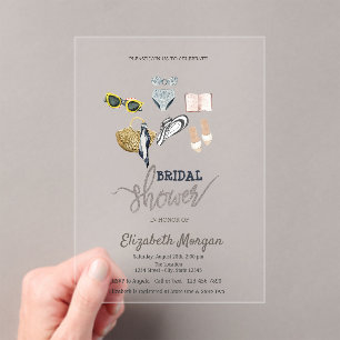 Cool Tropical Beach Bridal Shower Acrylic Invitations