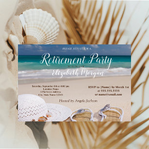 Cool Tropical Beach,Palm,Chair Retirement Party Invitation
