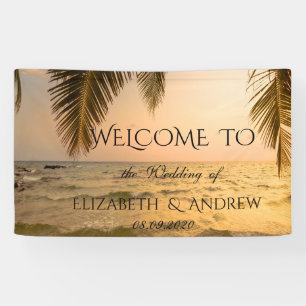 Cool Tropical Beach,Palm Sunset  Wedding Banner