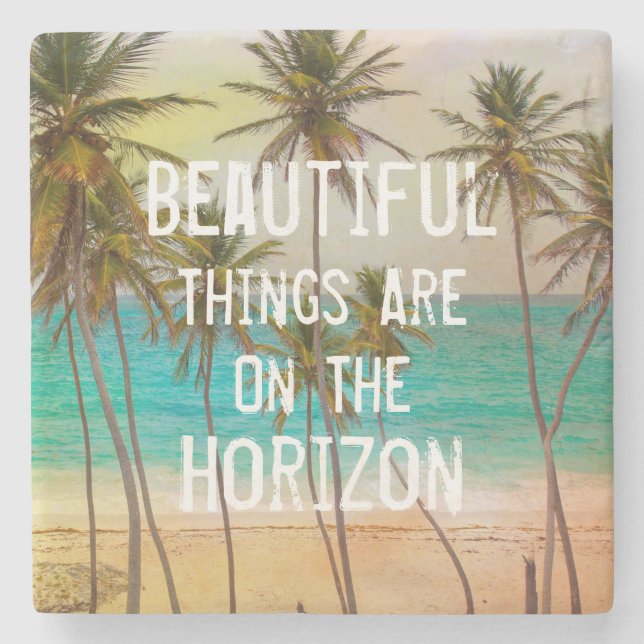 Cool Tropical Hawaiian Beach Palm Trees Stone Coaster (Front)