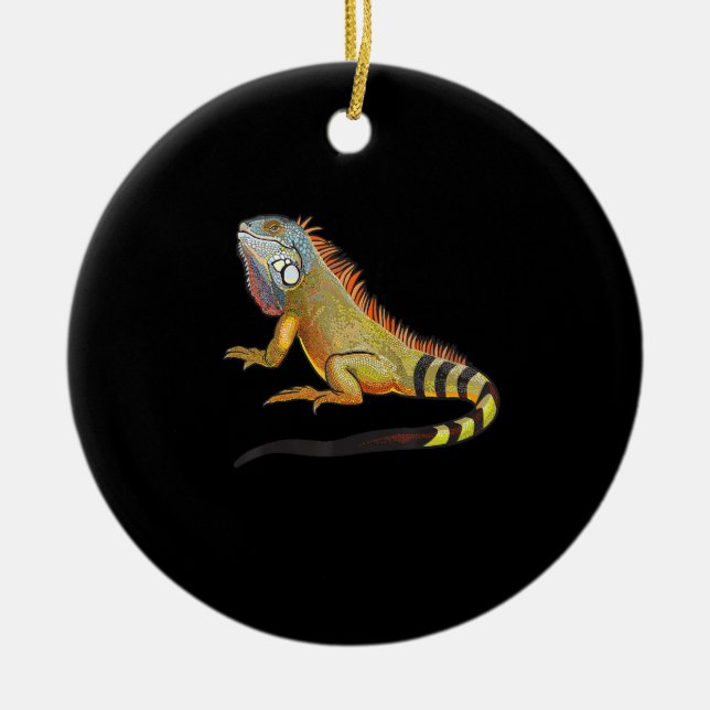 Cool Tropical Iguana Lizard, Pet Gift Ceramic Ornament (Front)