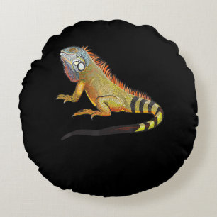 Cool Tropical Iguana Lizard, Pet Gift Round Cushion