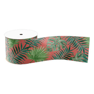 Cool Tropical Palm Leaves design Gros Grain Ribbon Grosgrain Ribbon