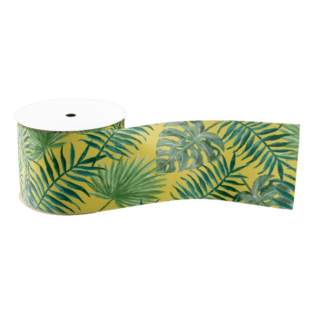 Cool Tropical Palm Leaves design Gros Grain Ribbon Grosgrain Ribbon (Spool)