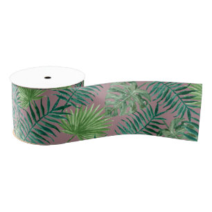 Cool Tropical Palm Leaves design Gros Grain Ribbon Grosgrain Ribbon