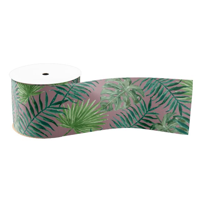 Cool Tropical Palm Leaves design Gros Grain Ribbon Grosgrain Ribbon (Spool)