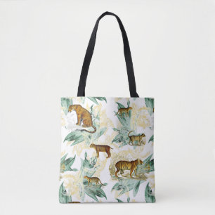 Cool Tropical Safari Wild Cats Tiger Leopard Tote Bag