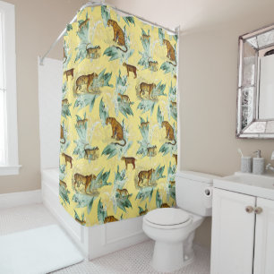 Cool Tropical Safari Wild Cats Tiger Yellow Shower Curtain